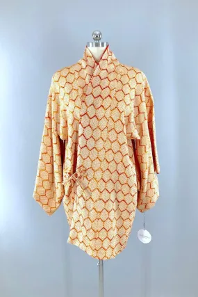 Vintage Orange Shibori Silk Kimono Jacket