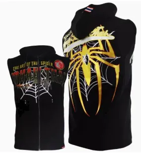 Vszap Spider VTT020 Muay Thai Boxing Vest Hooded Zipper Tank Top S-4XL Black