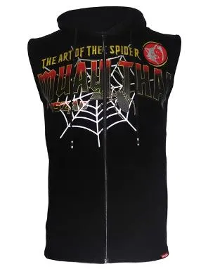 Vszap Spider VTT020 Muay Thai Boxing Vest Hooded Zipper Tank Top S-4XL Black