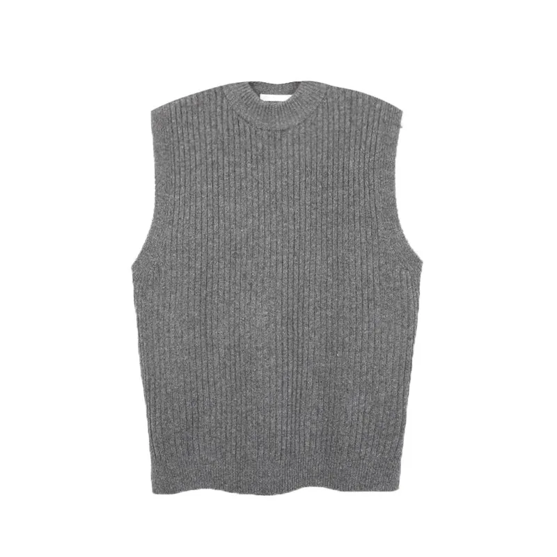 WIAOFELLAS Men Spring Autumn Fashion Korean Pullover Sleeveless Tops Male Casual Knitted Vest Men Solid Color Sweater Vest Tops M35