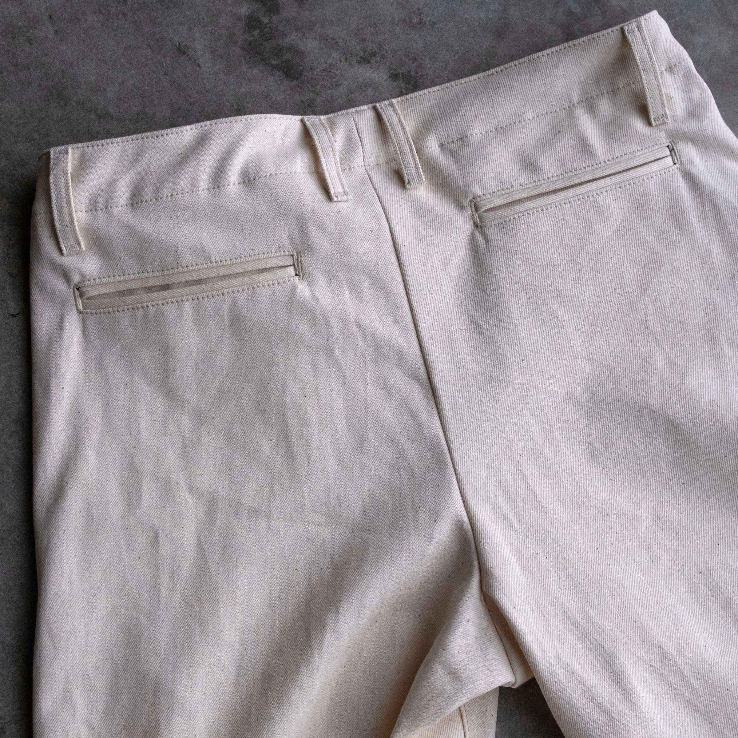 Wilhelm Selvedge Chino 12oz Kuroki Eggshell Natural Denim Sz 35 & 36