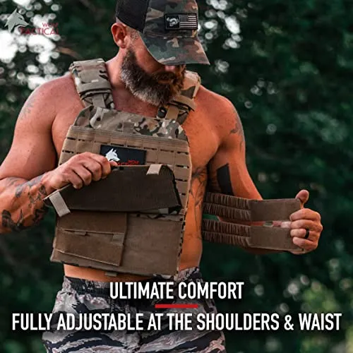 WOLF TACTICAL Adjustable Weighted Vest – WODs, Strength and Endurance Training, Fitness Workouts, Running