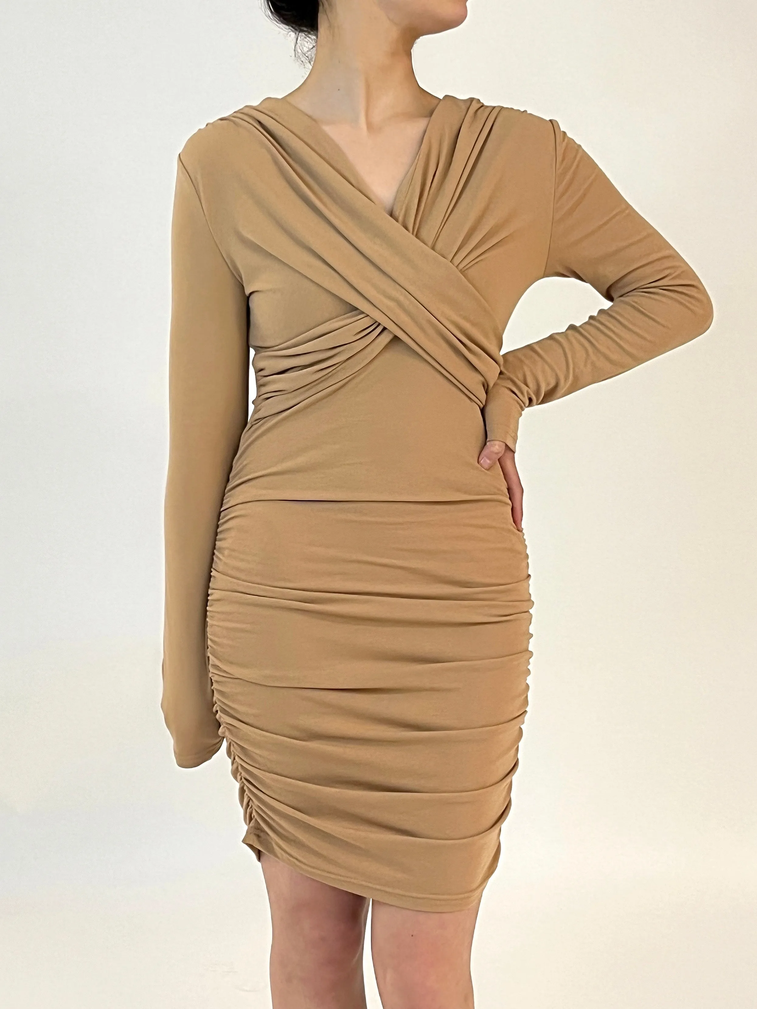 Women Fashion Dress Khaki Body con Brown Dress by Kaja Clothing - Bonnie Dress