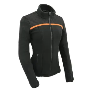 Women Micro Fleece Zipper Front Jacket w/ Orange Stripe