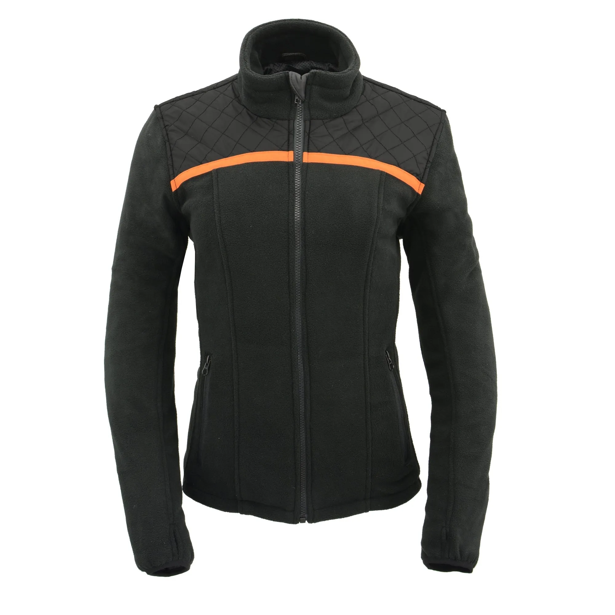 Women Micro Fleece Zipper Front Jacket w/ Orange Stripe