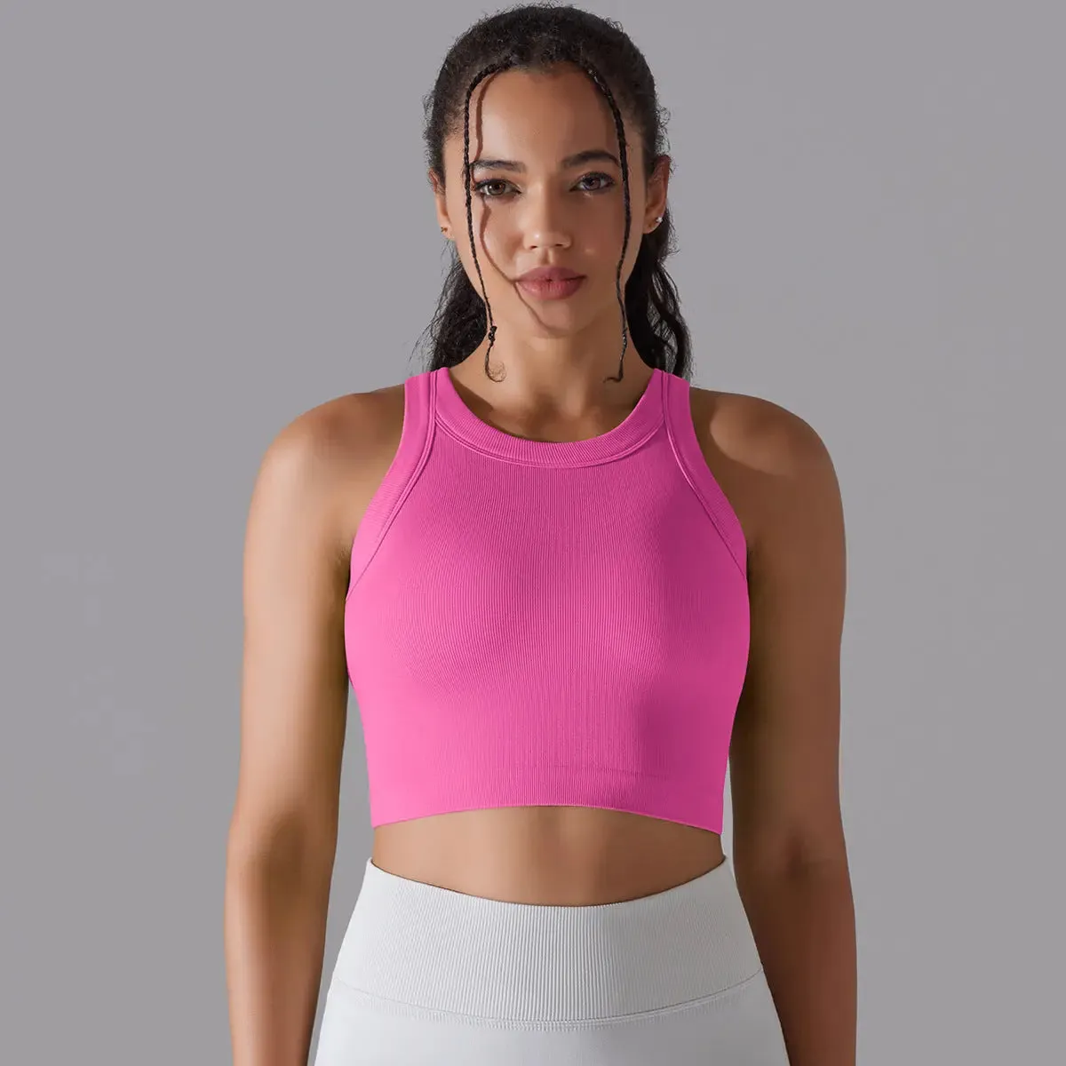 Women's Sleeveless Vest Running Fitness Seamless Knitted Sports Top