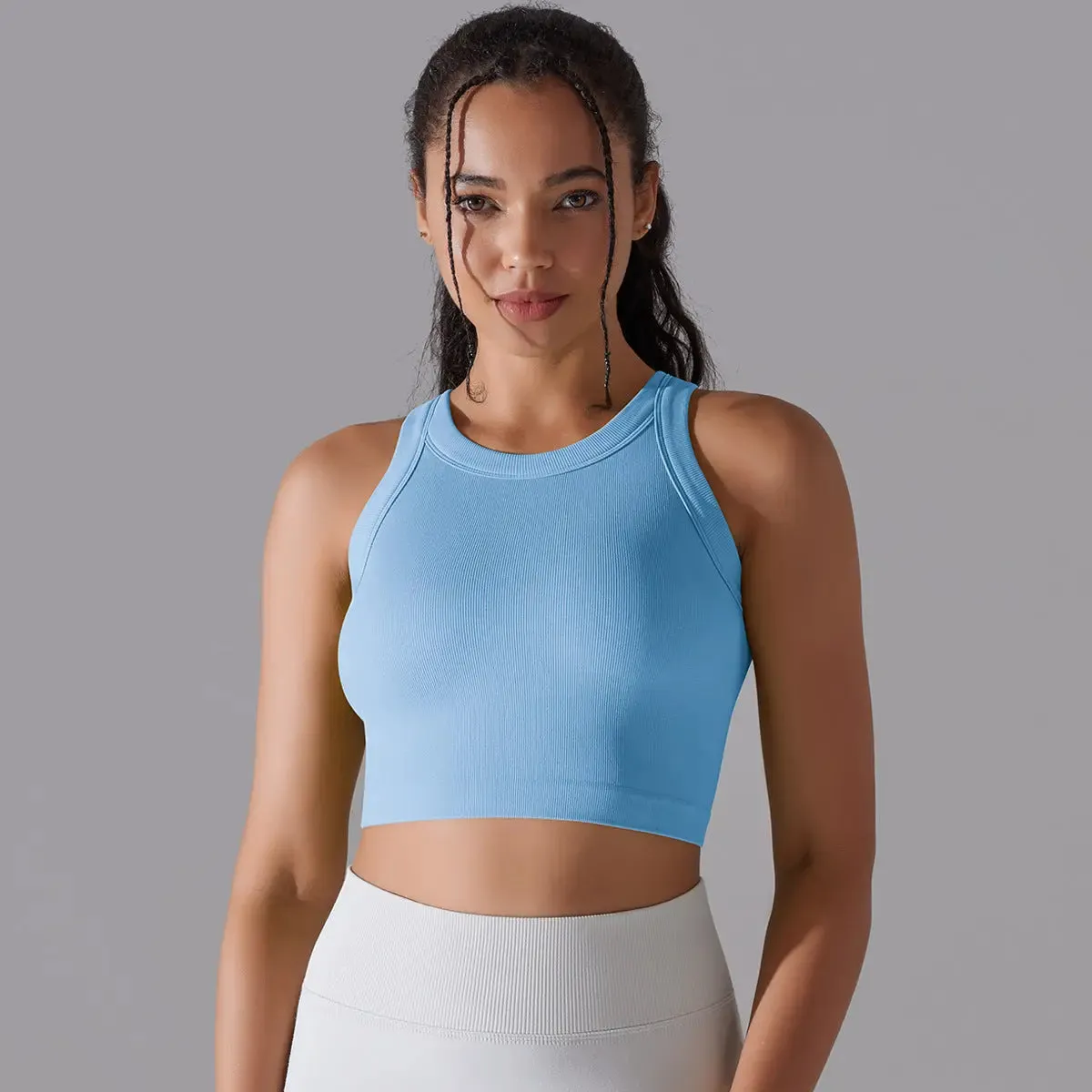 Women's Sleeveless Vest Running Fitness Seamless Knitted Sports Top