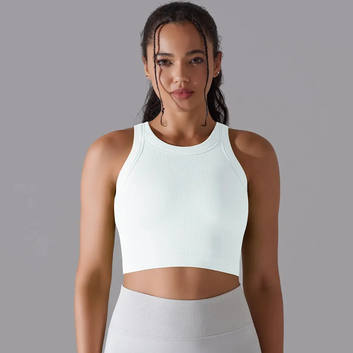 Women's Sleeveless Vest Running Fitness Seamless Knitted Sports Top