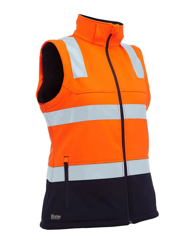 Womens Taped Hi Vis 3 In 1 Soft Shell Jacket - Orange/Navy