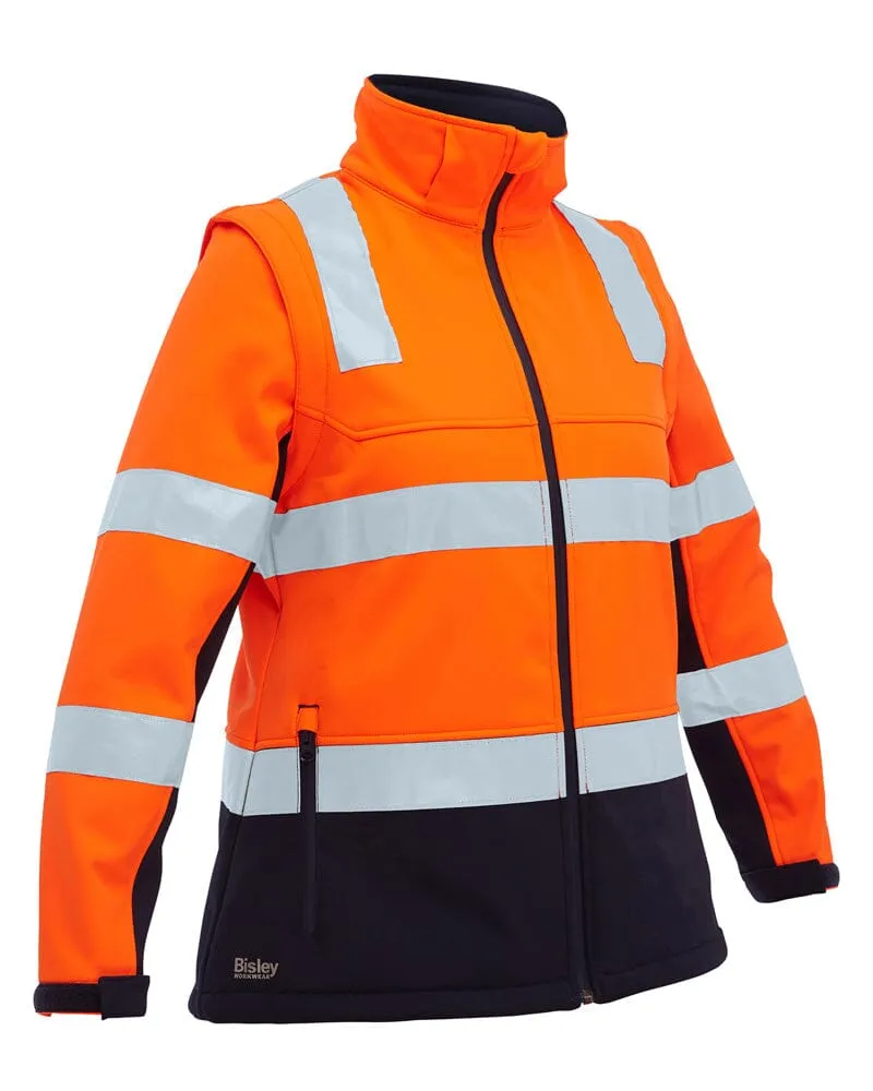 Womens Taped Hi Vis 3 In 1 Soft Shell Jacket - Orange/Navy