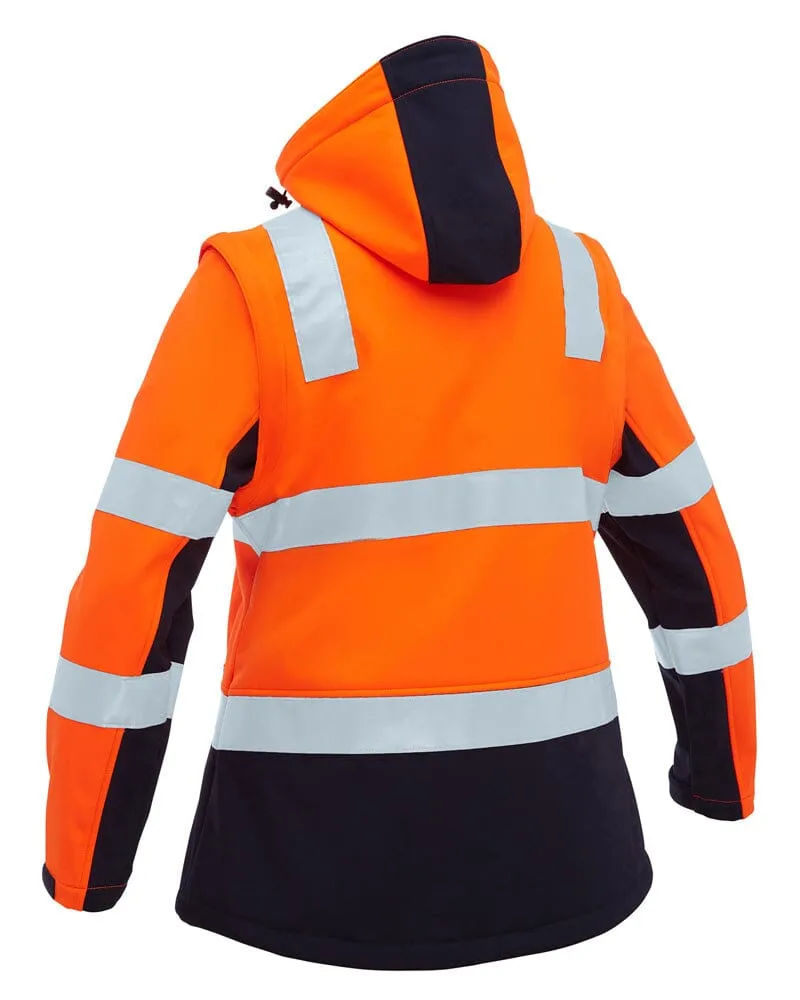 Womens Taped Hi Vis 3 In 1 Soft Shell Jacket - Orange/Navy