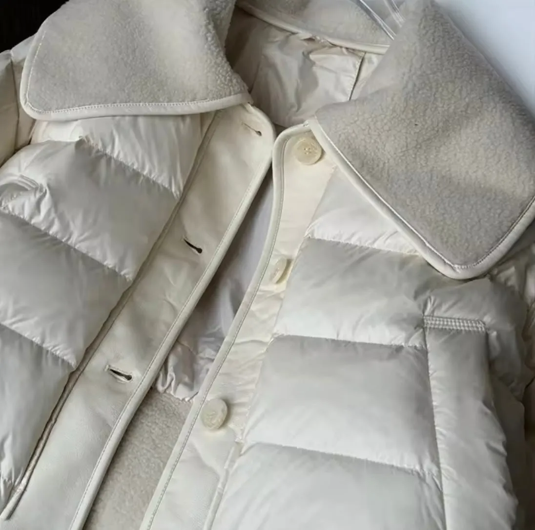 Women's Winter Duck Down Jacket with Luxurious Sheepskin Collar