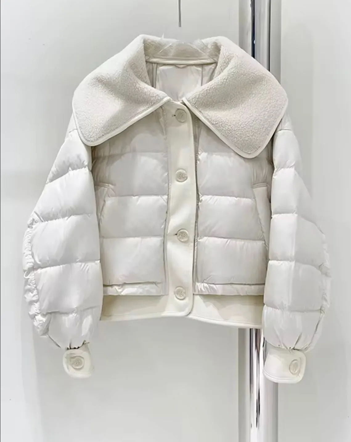 Women's Winter Duck Down Jacket with Luxurious Sheepskin Collar