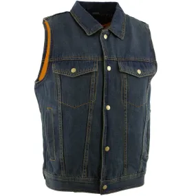 Xelement B284 Men's 'Dirty' Blue Denim Motorcycle Vest